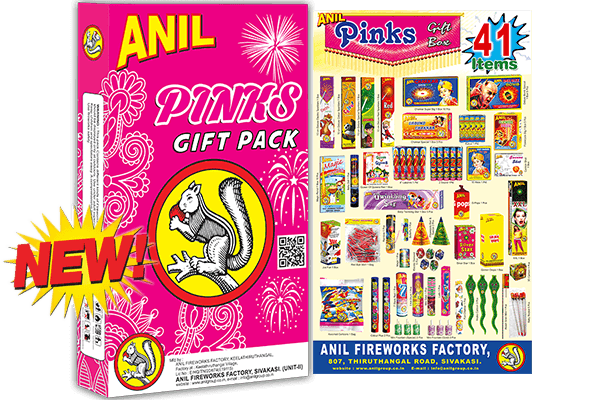 PINKS Gift Box – 41 Eco-Friendly Fireworks | Anil Fireworks, Sivakasi