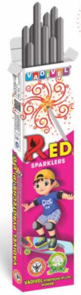 7 Cm Red Sparklers – 100 PCS Box | Vadivel Fireworks | Umayal Traders