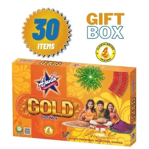 Gold Gift Box – 30 Assorted Fireworks | Ajanta Fireworks | Umayal Traders